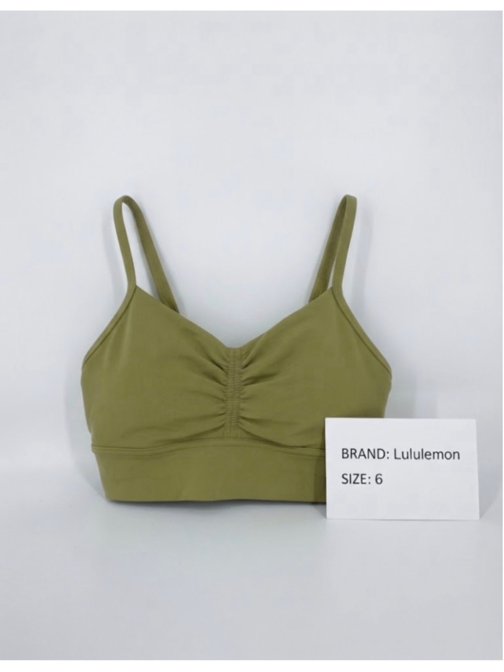 Lululemon Ruched Sports Bra Size 6 Olive Green